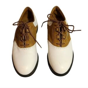 NIKE Zoom Air Golf Sneakers White And Tan Colorblock Spikes 7M